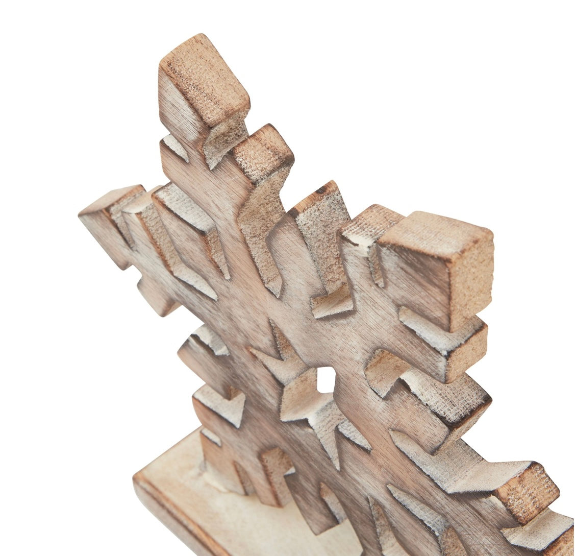 White Wash Collection Wooden Snowflake Decoration