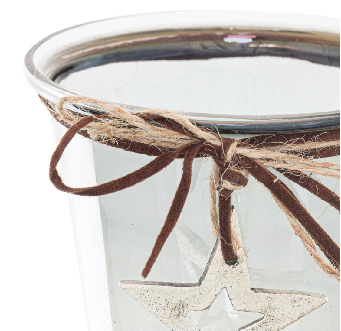 Smoked Midnight Hammered Star Small Candle Holder