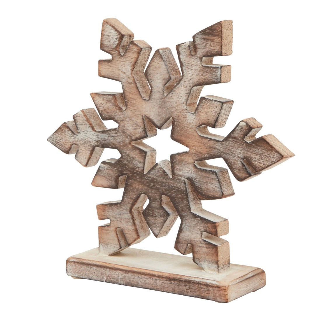 White Wash Collection Wooden Snowflake Decoration