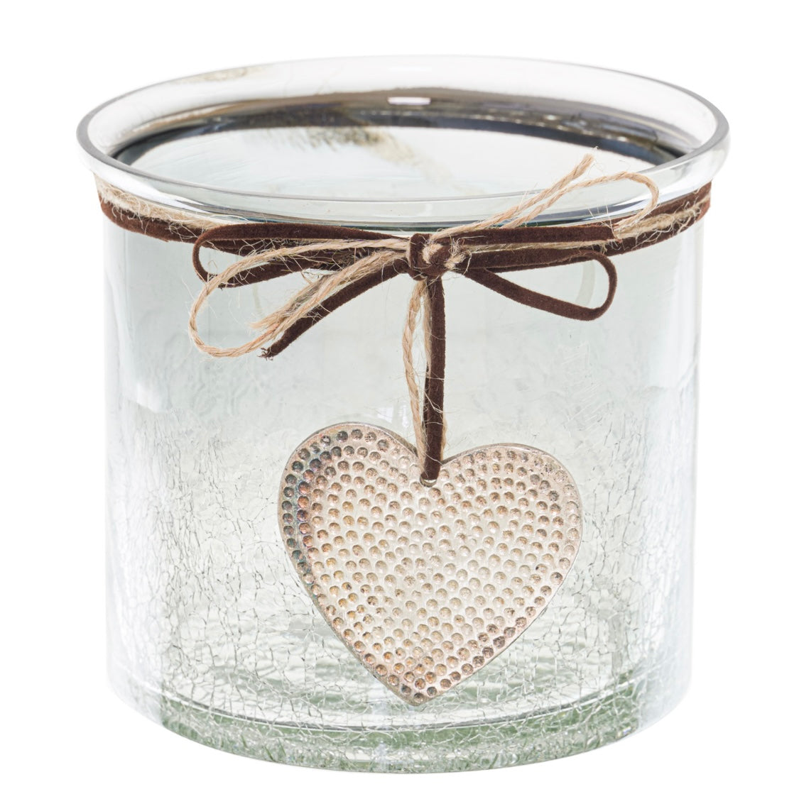 Smoked Midnight Crackled Heart Candle Holder