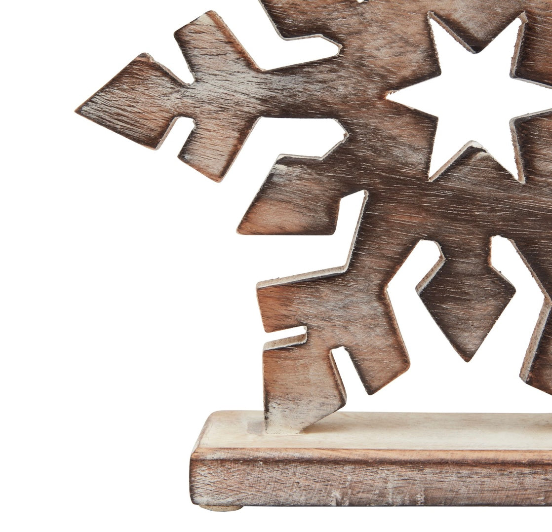 White Wash Collection Wooden Snowflake Decoration