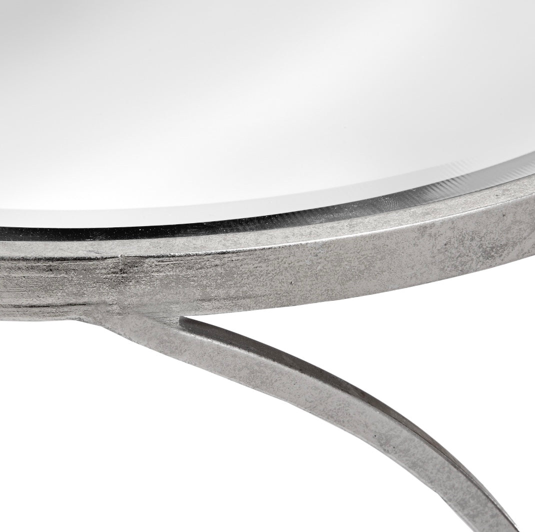 Silver Curved Design Set Of 2 Side Tables