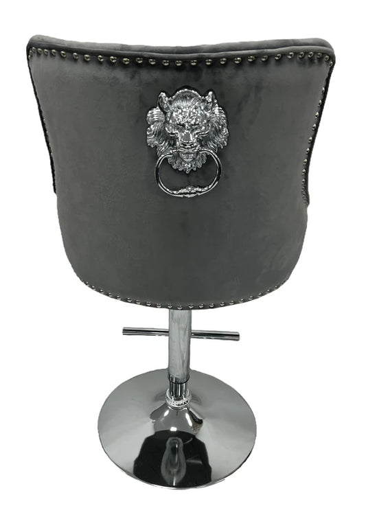 Chelsea  Dark Grey Bar Stool lion head
