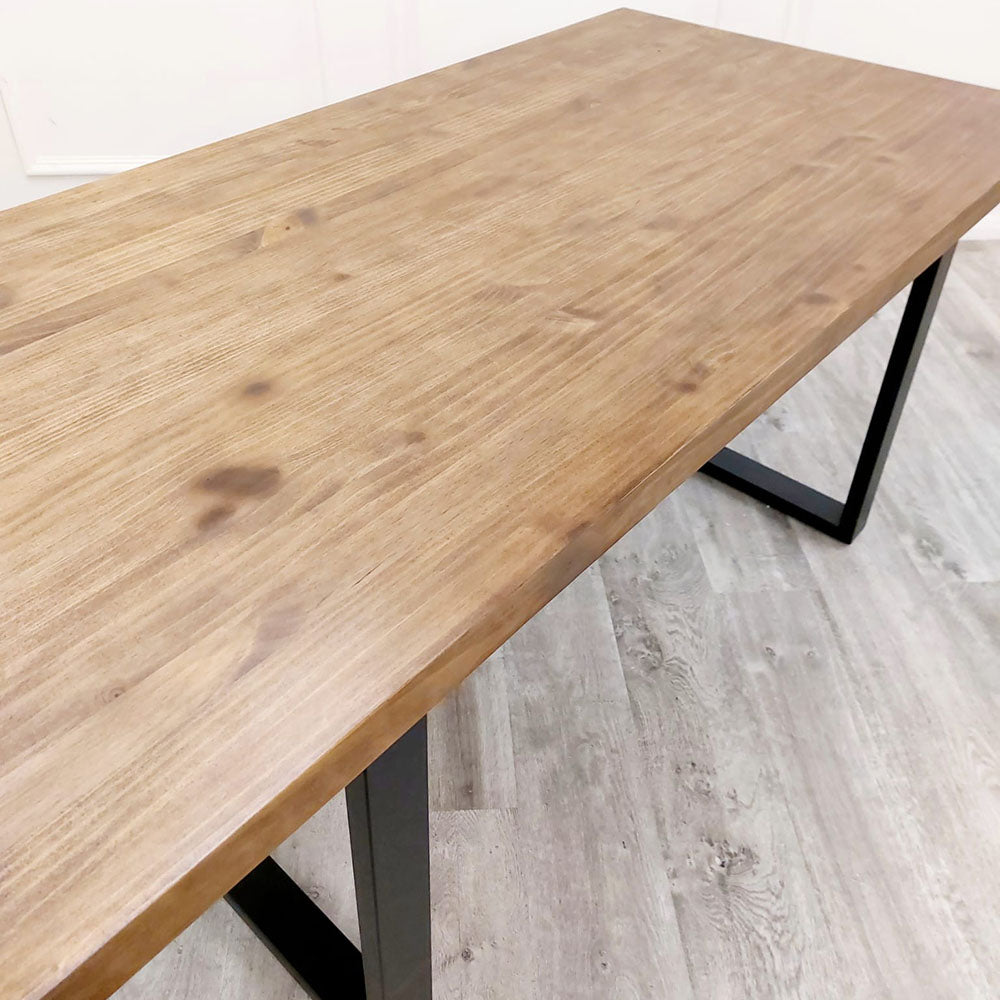 Freya 1.8 Dining Table Solid Light Pine wood with Black Metal Legs