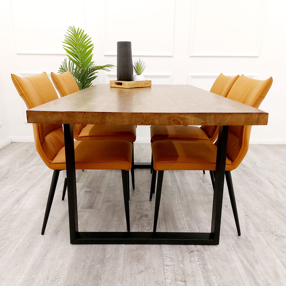 Freya 1.8 Dining Table Solid Light Pine wood with Black Metal Legs