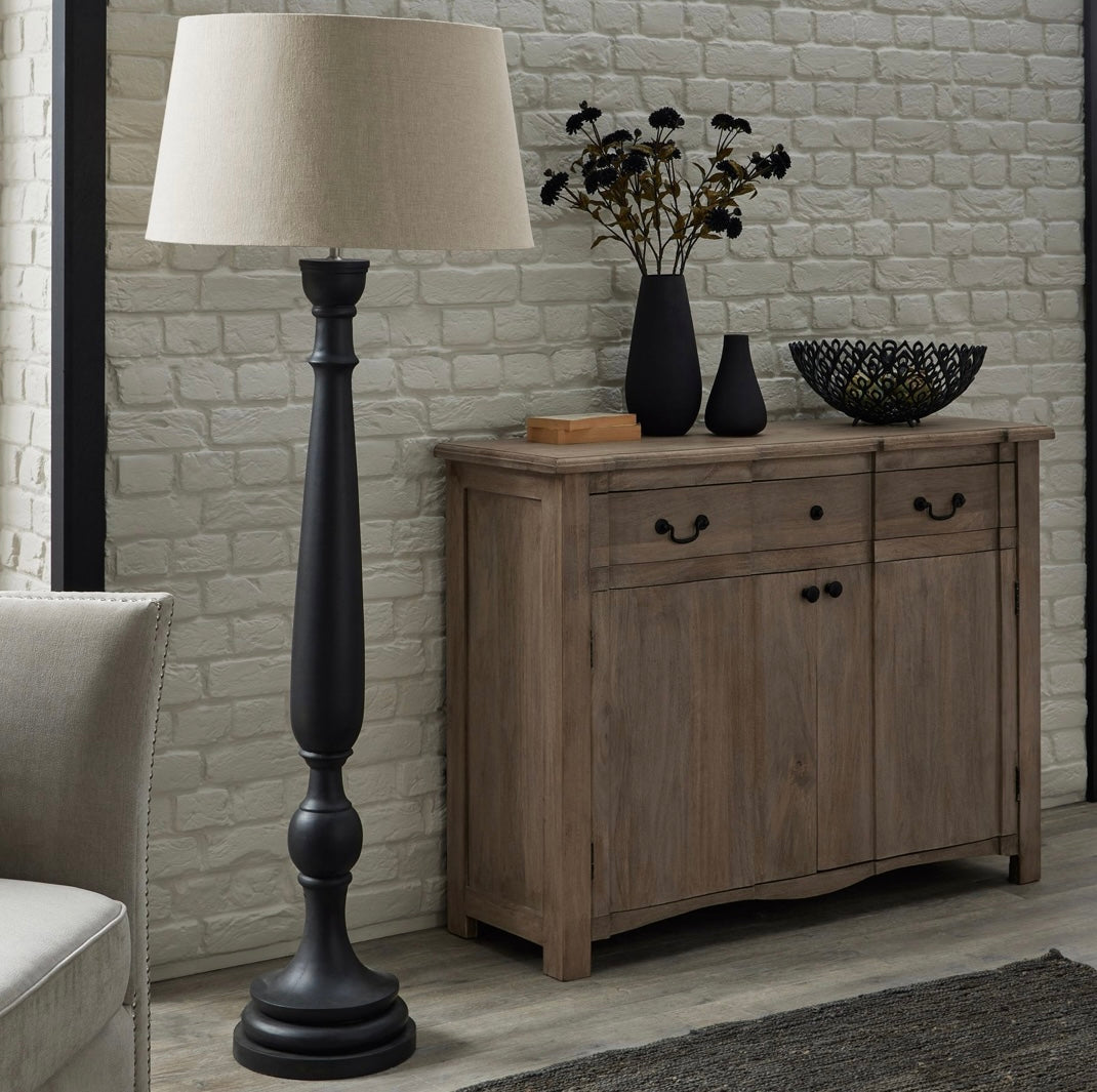 Delaney Grey Droplet Floor Lamp With Linen Shade