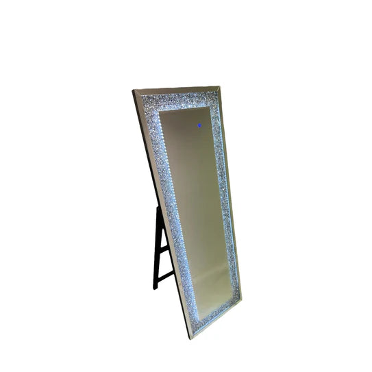 Crystal stand-up mirror with built-in LED light