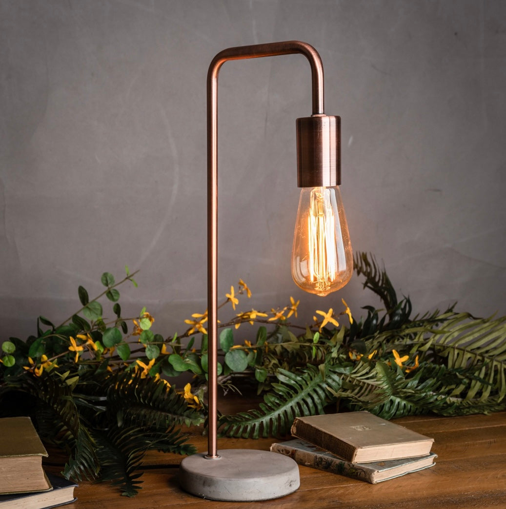 Copper Industrial Lamp With Stone Base