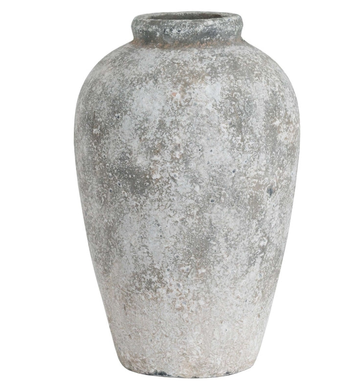 Aged Stone Tall Ceramic Vase