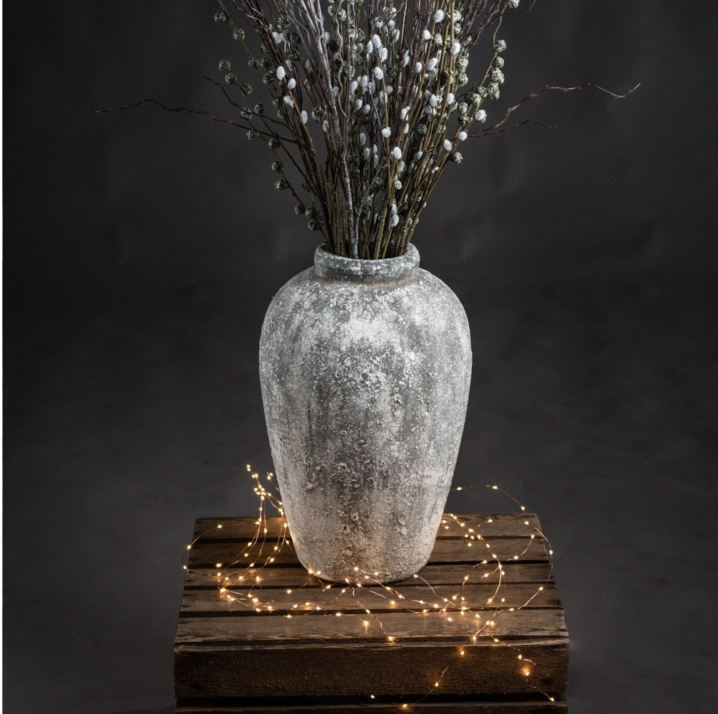Aged Stone Tall Ceramic Vase