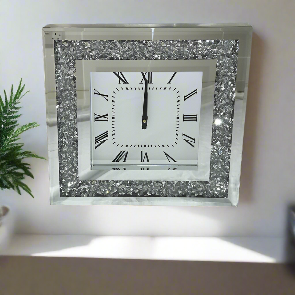 Square crystal wall clock