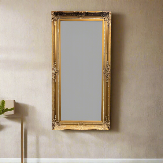 Wooden Frame Mirror/1 Size - Gold 80x160cm