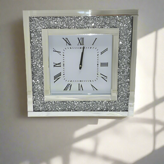 Square crystal wall clock