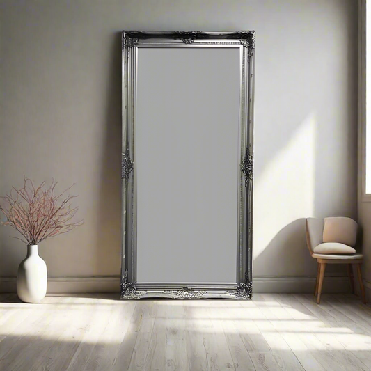 Wooden Frame Mirror/2 Size - Grey 80x160cm