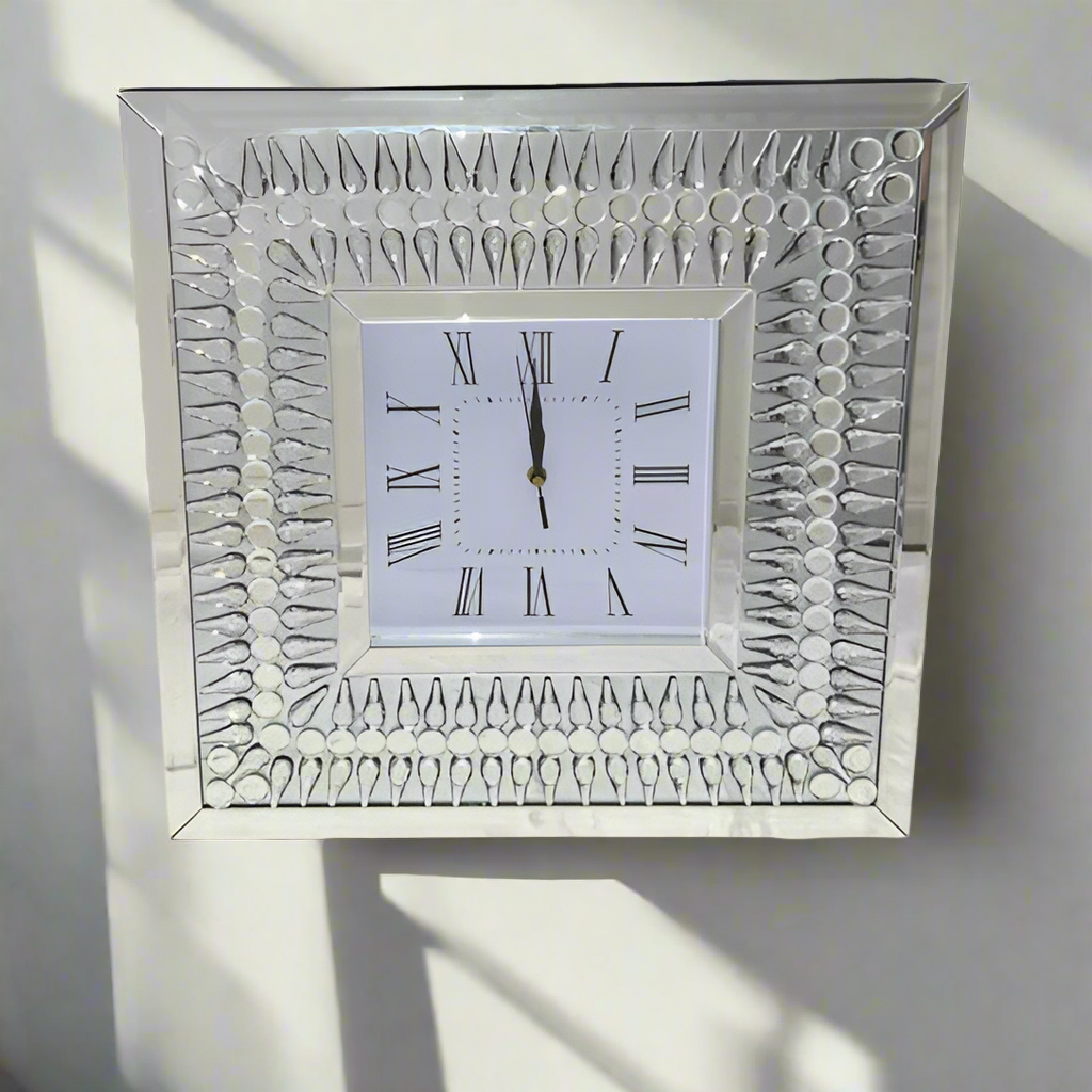 Square silver wall clock