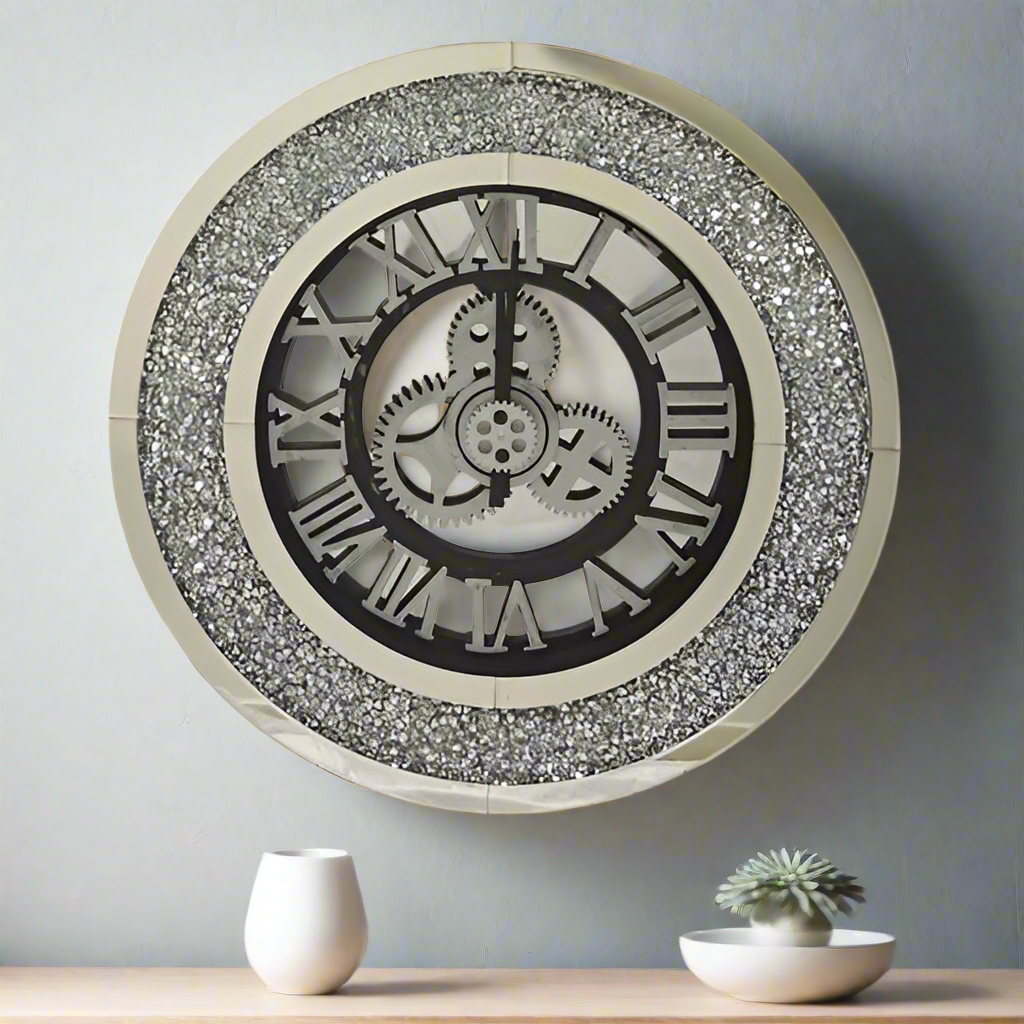 Large Modern circle crystal wall clock