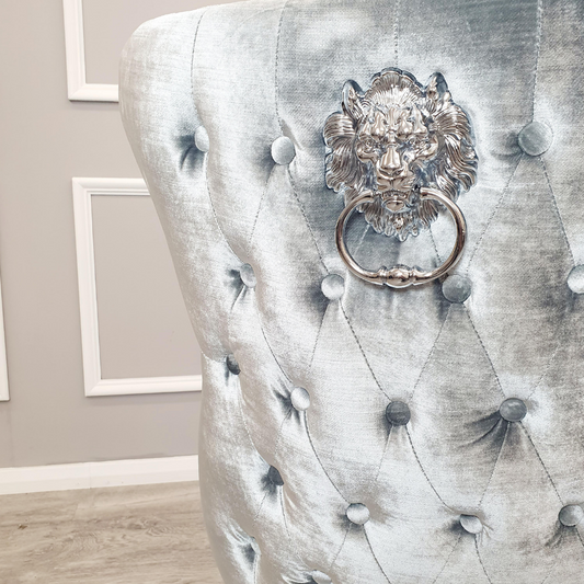 Chelsea Dining Chair with Lion Knocker & Buttoned Back