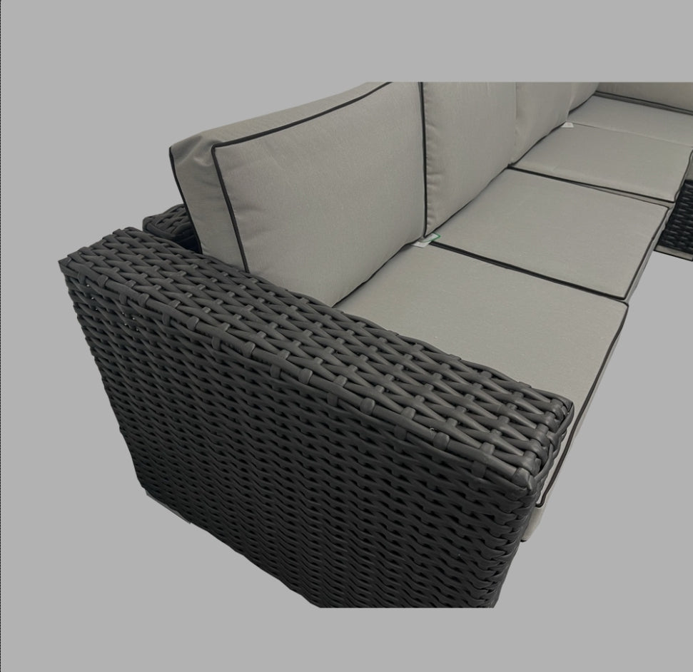 Fraya corner sofa set with rising firepit table- black