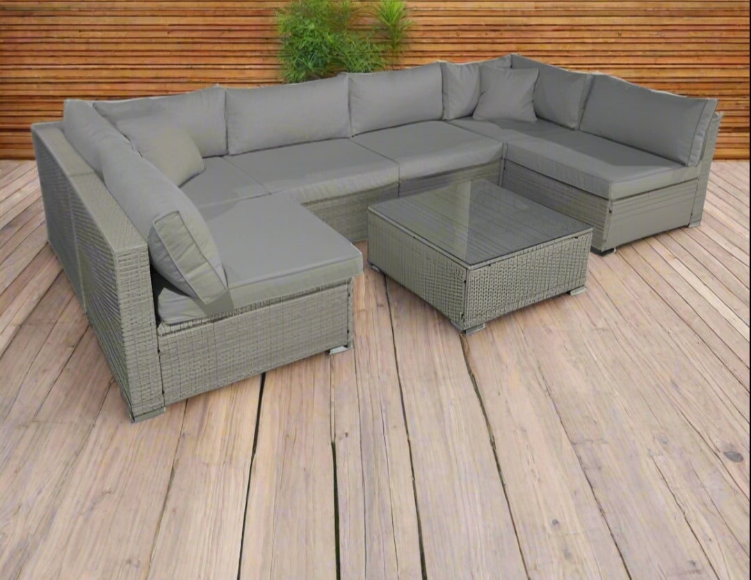 Monaco U-shaped sofa with coffee table - Grey