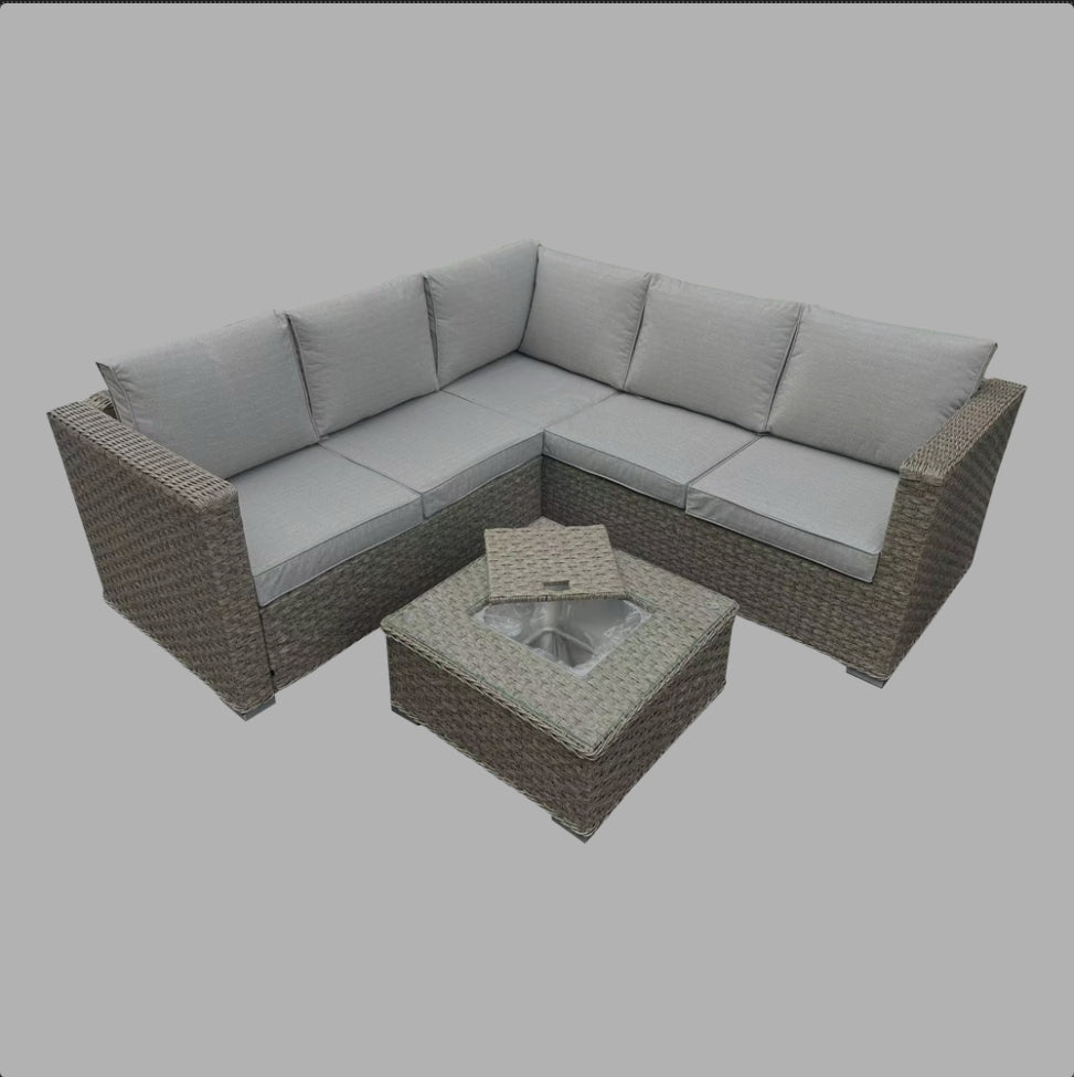 Marbella corner sofa with ice bucket coffee table-Brown