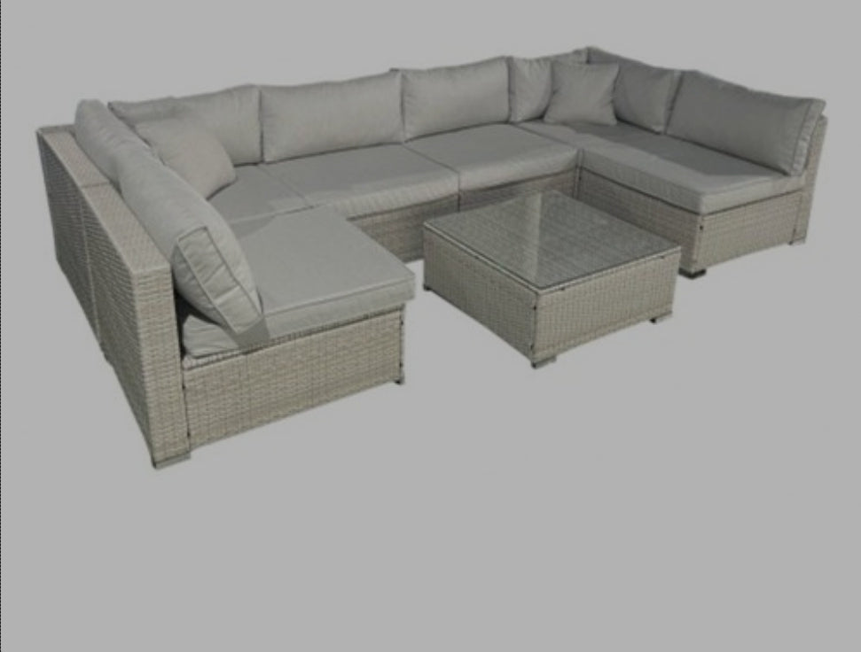 Monaco U-shaped sofa with coffee table - Grey
