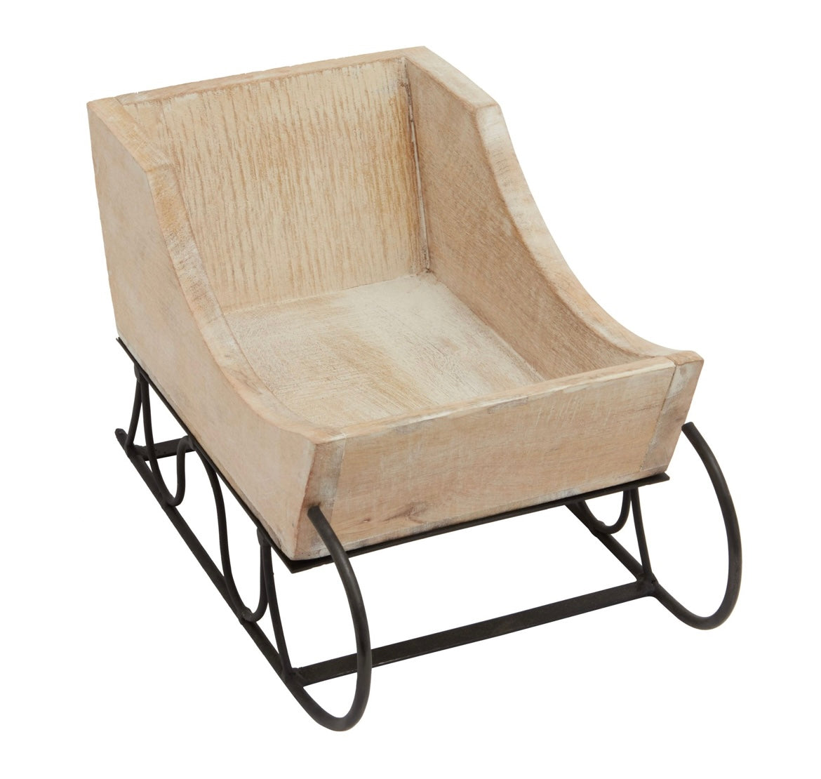 White Wash Collection Wooden Decorative Sleigh