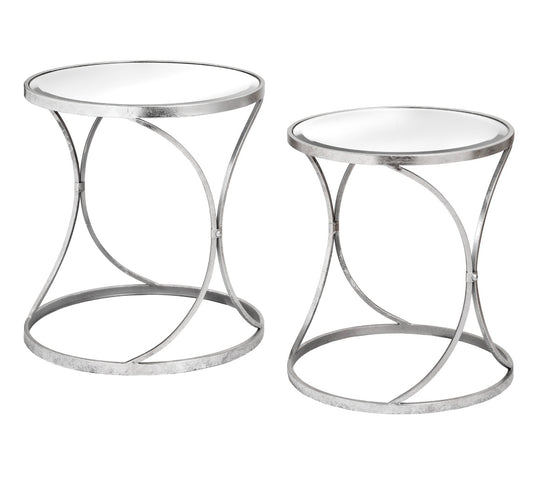 Silver Curved Design Set Of 2 Side Tables