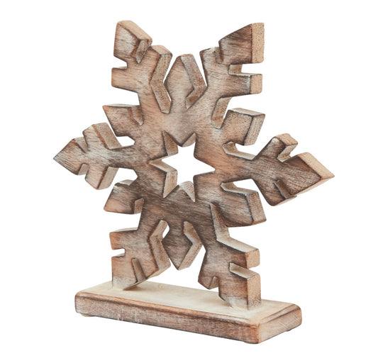 White Wash Collection Wooden Snowflake Decoration