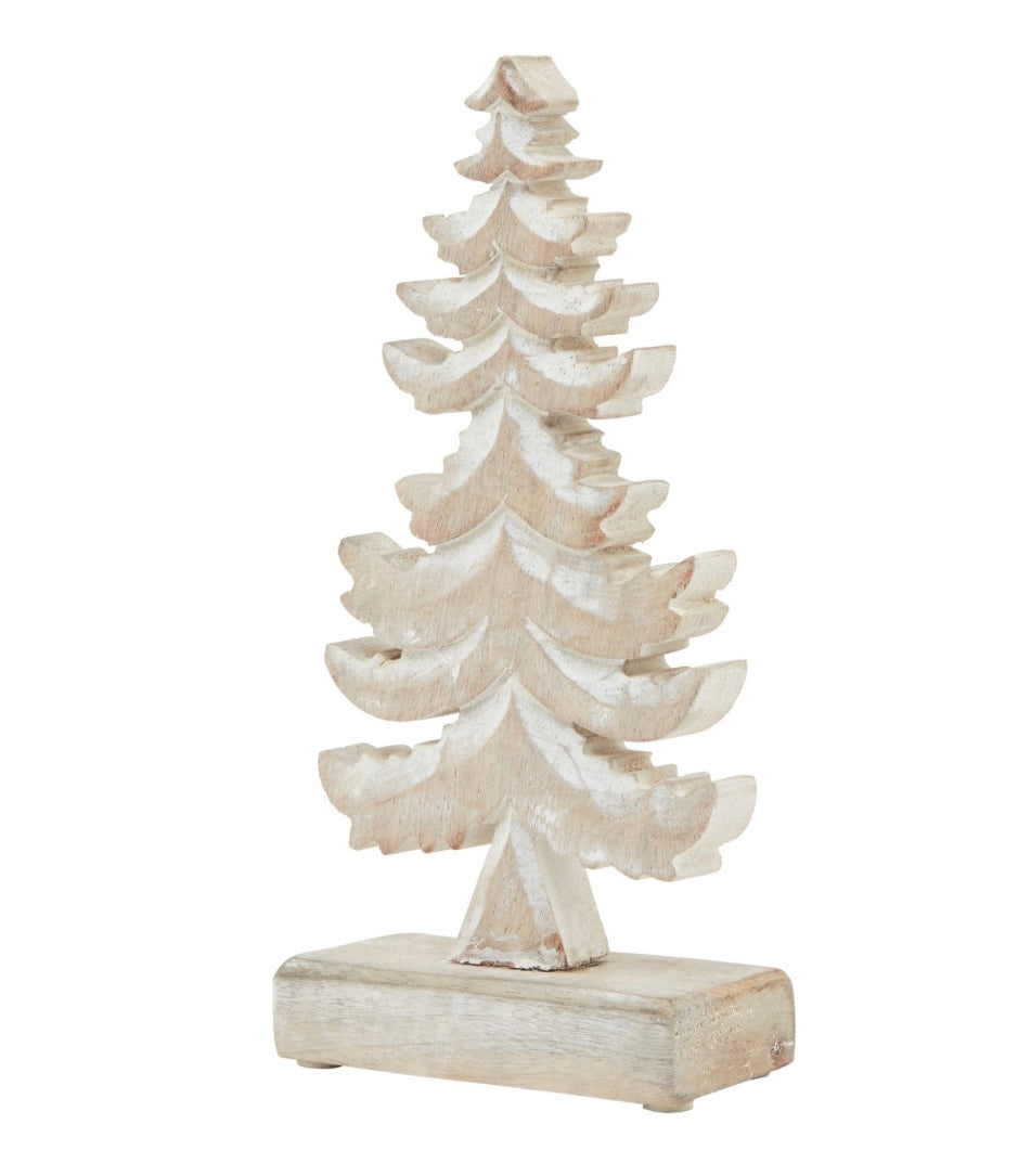 White Wash Collection Wooden Tiered Tree Decoration