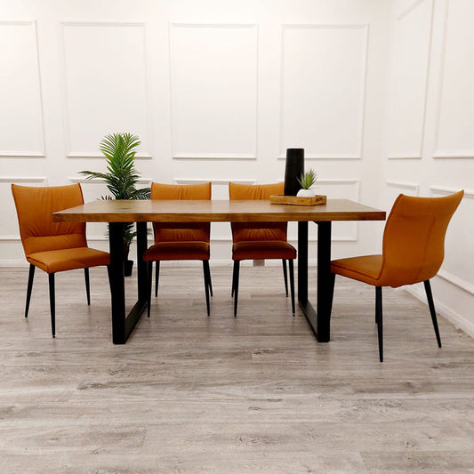 Freya 1.8 Dining Table Solid Light Pine wood with Black Metal Legs