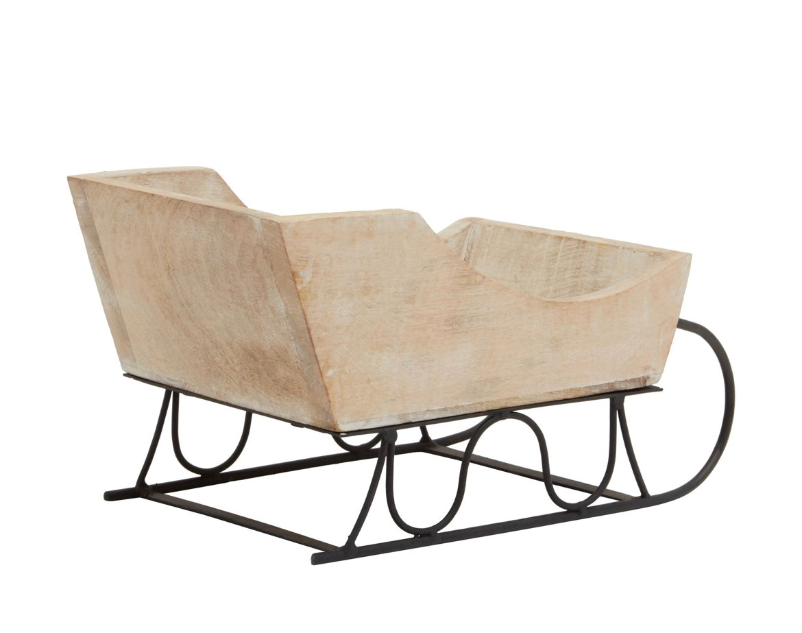 White Wash Collection Wooden Decorative Sleigh