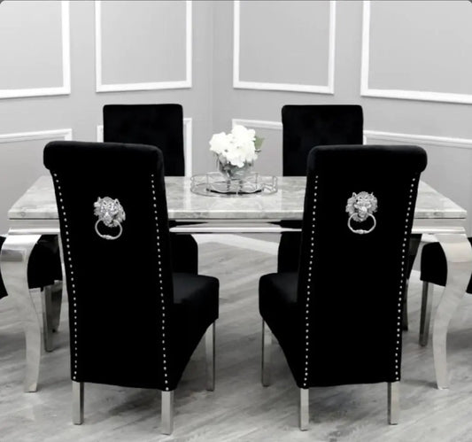 Lewis dining table with 4,6 or 8 black Emma chairs