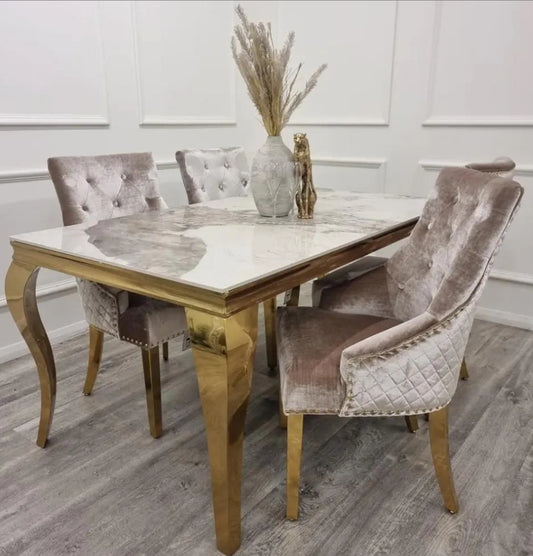 Lewis 1.5 dining table 4/6 champagne Bentley chairs