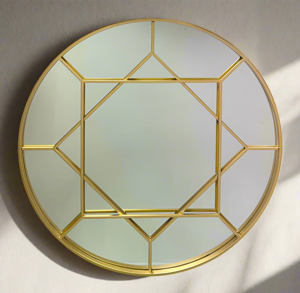 Circle gold wall mirror